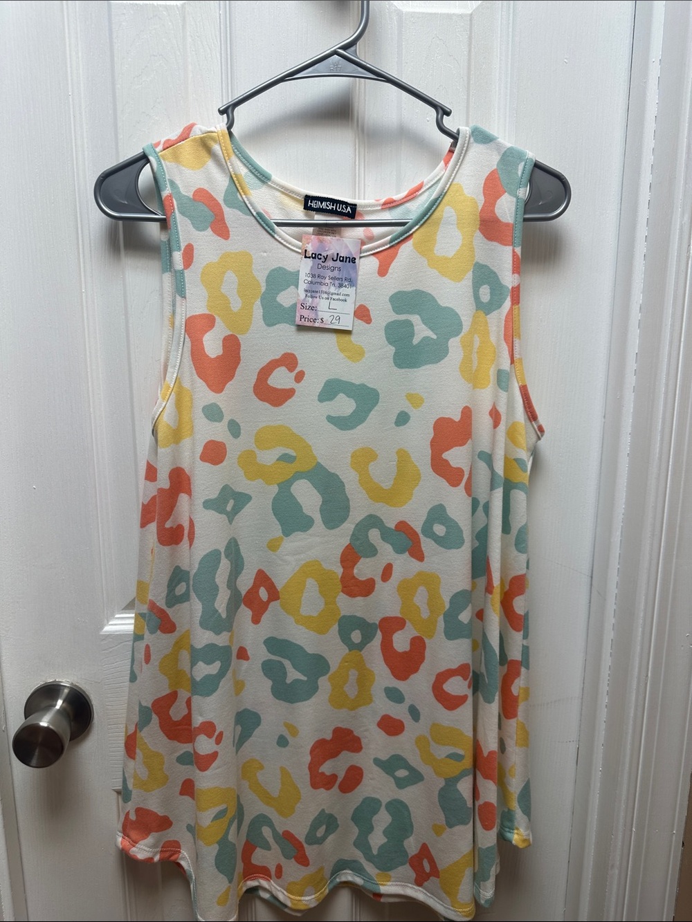 HEIMISH USA Multicolor Leopard Print Tank Top - Cream, Coral, Yellow, Mint